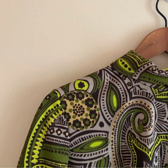 Vintage Wyndham Paisley Long Sleeve Back Zip Blouse Small 70s Groovy Streetwear - Picture 3 of 15